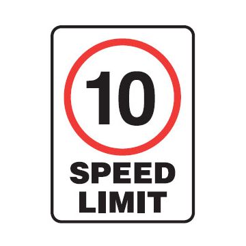 10 Speed Limit Sign - 450mm (W) x 600mm (H), Metal, Class 2 (100) Reflective