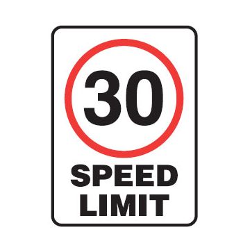 30 Speed Limit Sign - 450mm (W) x 600mm (H), Metal, Class 2 (100) Reflective