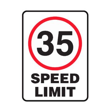 35 Speed Limit Sign - 600mm (W) x 450mm (H), Metal, Class 2 (100) Reflective