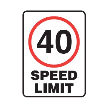 40 Speed Limit Sign - 450mm (W) x 600mm (H), Metal, Class 2 (100) Reflective