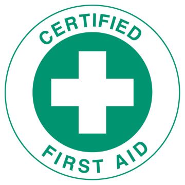 Hard Hat Label - Certified First Aid