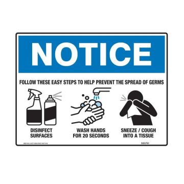Notice Sign - Follow These Easy Steps - 450mm (W) x 600mm (H), Flute