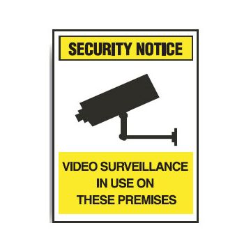 Security Notice Video Surveillance In Use On These Premises Sign - 300mm (W) x 450mm (H), Metal