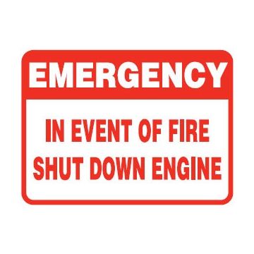 Emergency In Event Of Fire.. Sign, 100mm (W) x 50mm (H), Self Adhesive Vinyl, Pack of 5