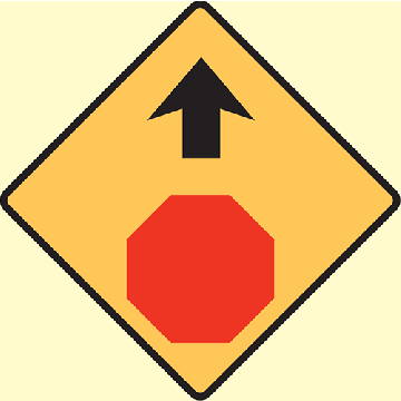 Stop Sign Ahead - 600mm (W) x 600mm (H), Aluminium, Class 2 (100) Reflective