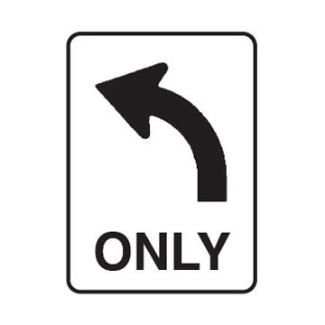 Traffic Left Only Sign - 600mm (W) x 800mm (H), Aluminium, Class 2 (100) Reflective