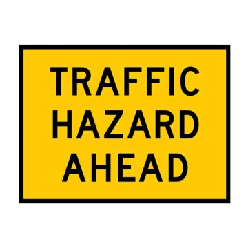Traffic Hazard Ahead Sign - Metal Class 1 (400) Boxed Edge Sign, T1-10, 1200mm (W) x 900mm (H)