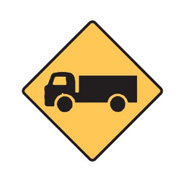 Truck Crossing Left Picto Sign - 600mm (W) x 600mm (H), Aluminium, Class 2 (100) Reflective