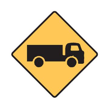 Traffic Sign Truck Picto Right - 600mm (W) x 600mm (H), Aluminium, Class 2 (100) Reflective