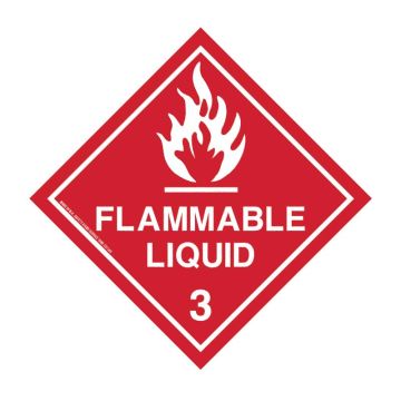 Dangerous Goods Sign - Flammable Liquid 3, Red on White