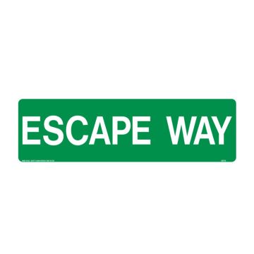 Escape Way Sign - 600mm (W) x 180mm (H), Metal, Class 2 (100) Reflective