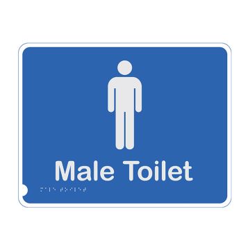 Premium Braille Sign Male Toilet - 190mm (W) x 225mm (H), Anodised Aluminium