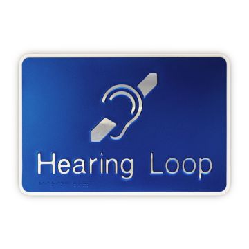 Premium Braille Sign - Hearing Loop, 190mm (W) x 290mm (H), Anodised Aluminium