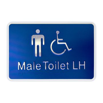 Premium Braille Sign - Male Access Toilet LH, 190mm (W) x 290mm (H), Anodised Aluminium
