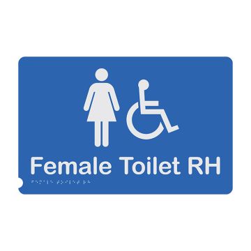 Premium Braille Sign Female Access Toilet RH - 190mm (W) x 290mm (H), Anodised Aluminium