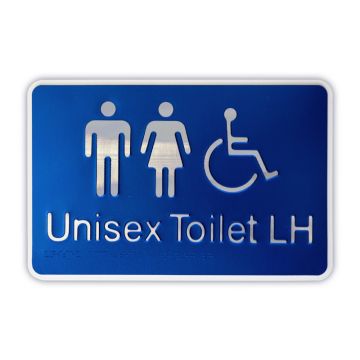 Premium Braille Sign - Unisex Access Toilet LH,190mm (W) x 290mm (H), Anodised Aluminium