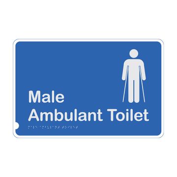 Premium Braille Sign Male Ambulant Toilet - 190mm (W) x 300mm (H), Anodised Aluminium