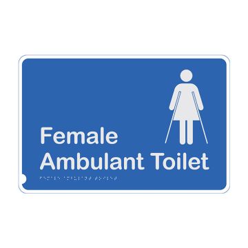 Premium Braille Sign Female Ambulant Toilet - 190mm (W) x 300mm (H), Anodised Aluminium