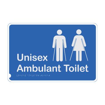 Premium Braille Sign Unisex Ambulant Toilet - 190mm (W) x 300mm (H), Anodised Aluminium