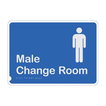 Premium Braille Sign Male Change Room - 190mm (W) x 290mm (H), Anodised Aluminium