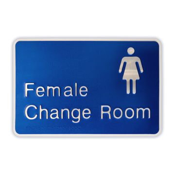Premium Braille Sign - Female Change Room, 190mm (W) x 290mm (H), Anodised Aluminium