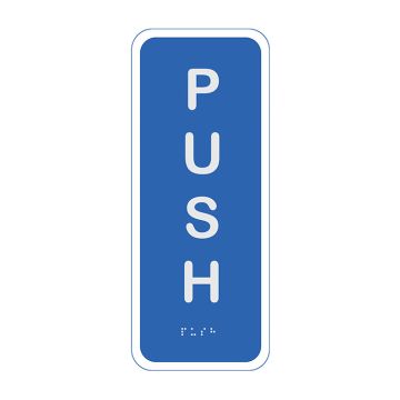 Premium Braille Sign Push (Vertical) - 190mm (W) x 65mm (H), Anodised Aluminium