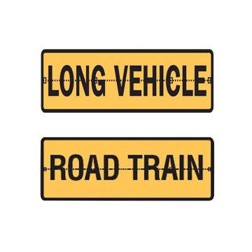 Long Vehicle/ Road Train Hinged Sign - 1020mm (L) x 250mm (H), Metal, Class 2 (100) Reflective
