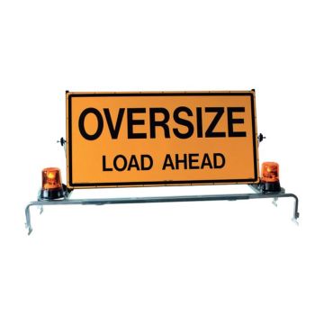 Pilot Vehicle Escort Sign with Manual Frame and LED Beacons - Oversize Load Ahead, 1200mm (W) x 600mm (H)