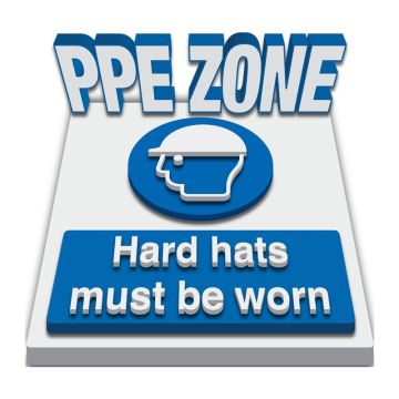 3D Floor Marking Mandatory Sign - PPE ZONE, Hard Hats Must Be Worn - 450mm (Dia), Self-Adhesive Vinyl