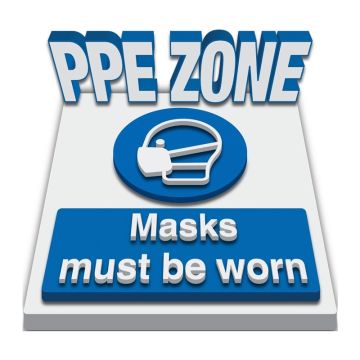 3D Carpet Floor Marking Mandatory Sign - PPE ZONE, Masks Must Be Worn - 450mm (Dia), Carpet Self-Adhesive Vinyl