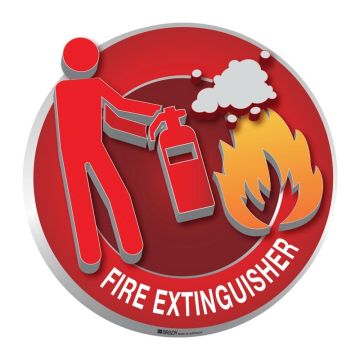 3D Floor Marking Sign - Fire Extinguisher with Person - 450mm (Dia), Self-Adhesive Vinyl