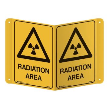 3D Projecting Warning Sign - Radiation Area - 175mm (W) x 250mm (H) Each Side, Polypropylene