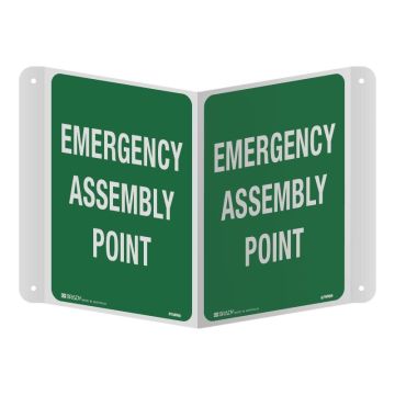 3D Exit and Evacuation Projecting Sign - Emergency Assembly Point - 175mm (W) x 250mm (H) Each Side, Polypropylene
