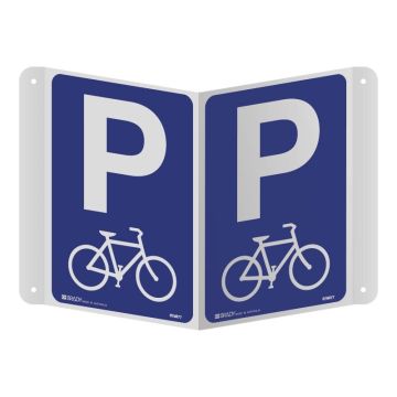 3D Projecting Sign - Bicycle Parking - 175mm (W) x 250mm (H) Each Side, Polypropylene