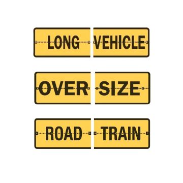 Long Vehicle/ Oversized/ Road Train Split Hinged Sign, 510mm (W) x 250mm (H), Metal, Class 2 (100) Reflective