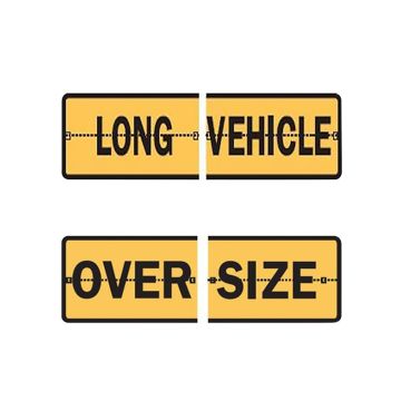 Long Vehicle/Oversized Sign Split Hinged - 510mm (W) x 250mm (H), Metal, Class 2 (100) Reflective
