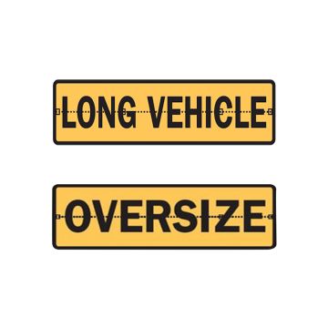 Long Vehicle/ Oversized Hinged Sign - 1020mm (L) x 250mm (H), Metal, Class 2 (100) Reflective