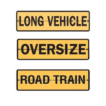 Long Vehicle/ Oversized/ Road Train Hinged Sign, 510mm (W) x 250mm (H), Metal, Class 2 (100) Reflective