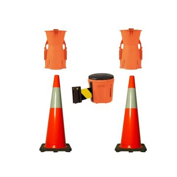 Brady EasyExtend Retractable Barrier, 2 x 900mm Cone and Adaptor Kit