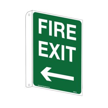 Flanged Wall Sign - Fire Exit - 225mm (W) x 300mm (H), Polypropylene