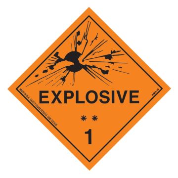 Dangerous Goods Diamond Sign - Class 1, Explosive ** 1