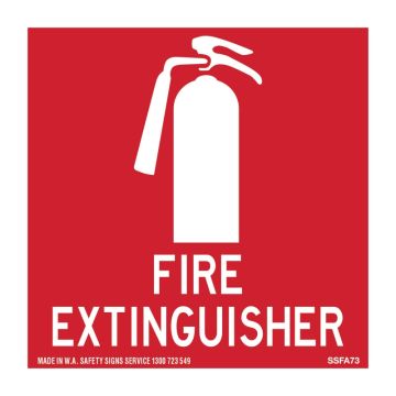 Fire Equipment Sign - Fire Extinguisher - 100mm (W) x 100mm (H), Self Adhesive Vinyl, Pack of 5