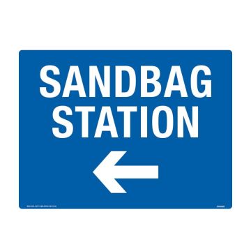 Sandbag Station with Left Arrow Sign, W600mm x H450mm, Metal
