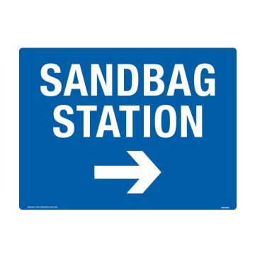 Sandbag Station with Right Arrow Sign, W600mm x H450mm, Metal