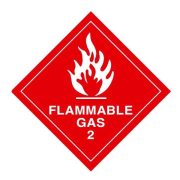 Dangerous Goods Sign - Flammable Gas Class 2.1, 250mm (W) x 250mm (H), Self-Adhesive Vinyl