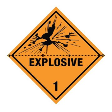 Dangerous Goods Signs - Explosive 1 Hinged Sign, 300mm (W) x 300mm (H), Galvanised Steel, Class 2 (100) Reflective