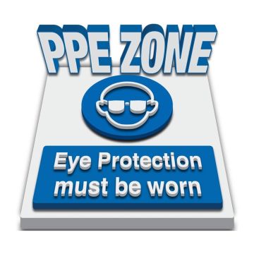 3D Carpet Floor Marking Mandatory Sign - PPE ZONE, Eye Protection Must be Worn - 450mm (Dia), Carpet Self-Adhesive Vinyl