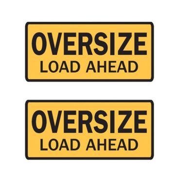 Vehicle Sign - Oversize Load Ahead Sign 1200mm (W) x 600mm (H), Metal, Class 2 (100) Reflective, Double Sided