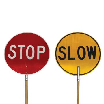 Stop/Slow Handle Sign - 600mm (Dia), Aluminium