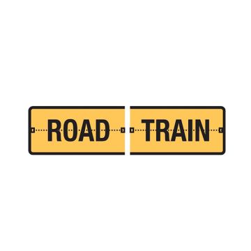 Road Train Sign Split Hinged - 510mm (W) x 250mm (H), Galvanised Steel, Class 2 (100) Reflective